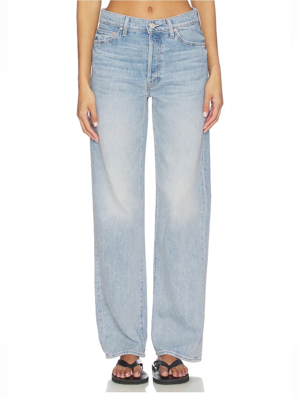 MOTHER The Dodger Button Hover Cuff Jeans in I Could Care Less